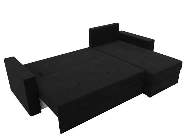 Диван угловой Верона Лайт угол правый (полностью вмикровельвет черный) - Вид 8