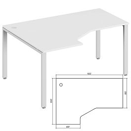 Эргономичный стол левый Trend Metal 160x120x75 белый - Фото предпросмотра
