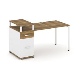 Concept Стол рабочий с 1 опорной тумбой CN.SP-414 W Сандал Янтарный/Белый Бриллиант/Металл Белый 1600*720*917 - Фото предпросмотра