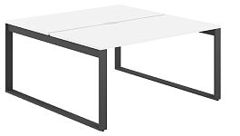 Рабочая станция Allegro 1600х1438х750  / профиль О-образный: 70х20 антрацит; столешница с вырезом: белый - Фото предпросмотра