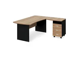 БЕРЛИН / BERLIN Угловое рабочее место правое 1800х1600х740 Акация/Черный - Фото предпросмотра