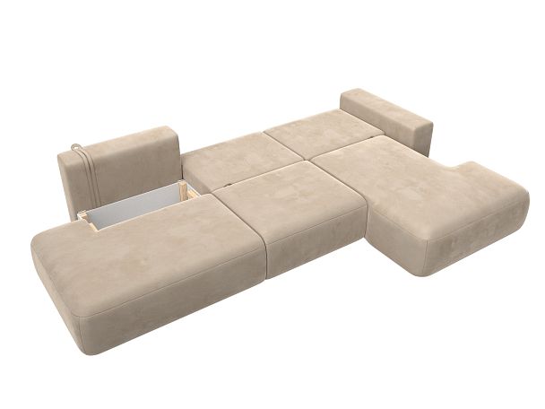Диван угловой Лига-036 Модерн Лонг правый угол Велюр бежевый - Вид 9