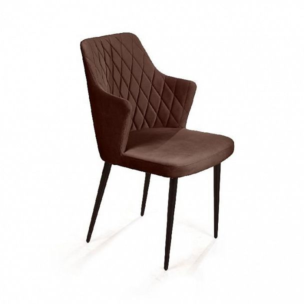 Стул с подлокотниками Hunt ромб, бархат коричневый 12 / чёрный конус - Вид 1