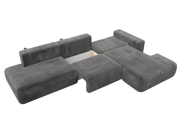 Диван угловой Лига-036 НПБ Модерн Лонг правый угол Велюр серый - Вид 8