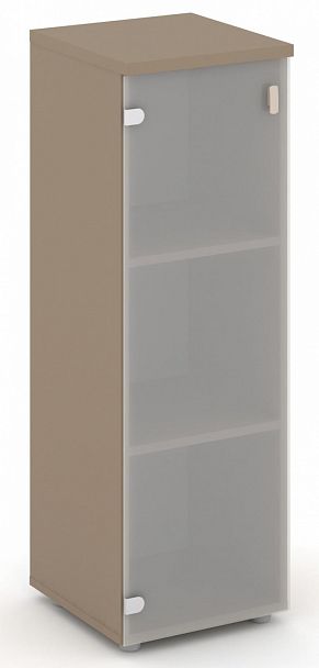 Шкаф средний узкий (1 средний фасад стекло сатин матовый) "ESTETICA" ES.SU-2.4 Латте/Сатин матовый - Вид 1