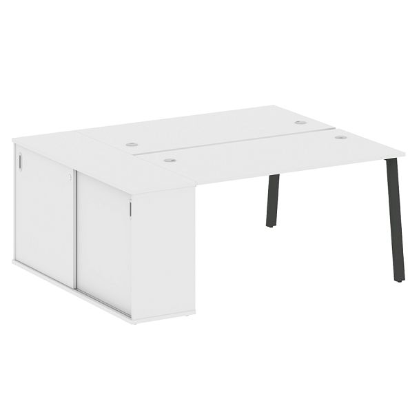 Metal System Р. ст. с шкафом-купе на А-образном м/к БА.РС-СШК-1.3 Т Белый/Антрацит металл 1810*1475*750 - Вид 1