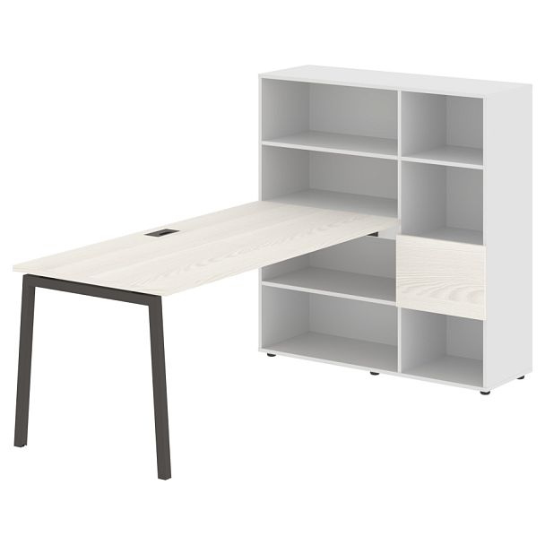 Стол-стеллаж ELRST 1217 Ясень Траун/Мокко/Белый 2190х1250х1355 EDIS - Вид 1