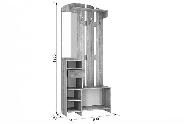 Прихожая Мила PR-0018.1544 дуб сонома - Вид 5