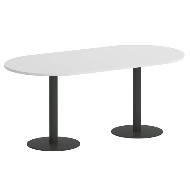 Home Office Стол овальный VR.SP-5-180.1 Белый бриллиант/Антрацит металл 1800*900*753 - Вид 1