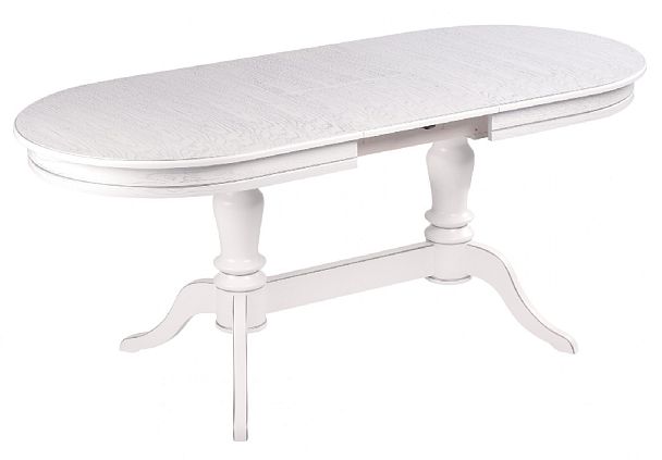 Обеденная группа стол Арей 140(180)х80х76 Белый с серебряной патиной и 6 стульев Арктос Белый с серебряной патиной/Бирюзовый жаккард - Вид 4