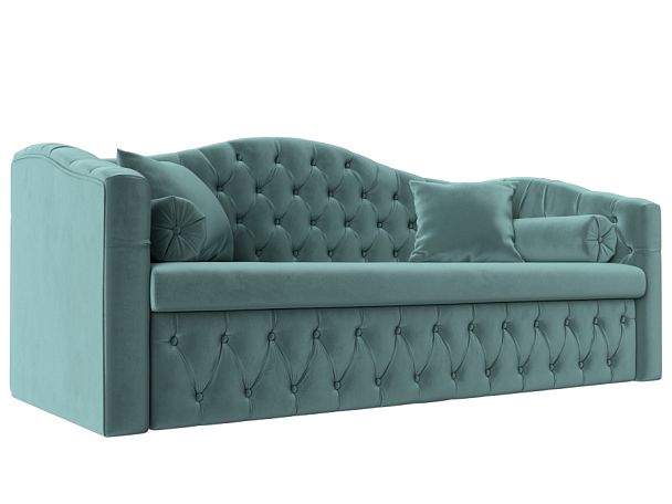 Прямой диван Мечта (полностью велюр бирюзовый) - Вид 1