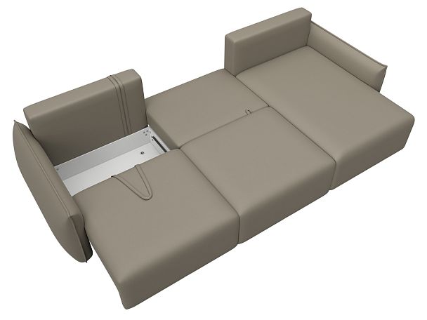 Диван угловой Лига-051 НПБ Лонг угол универсальный Экокожа бежевый - Вид 8