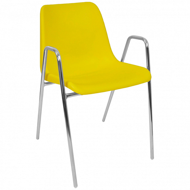 Стул Vicenza (4 высокие ножки c подлокотниками), каркас Хром, желтый, РП+ИК, стопируемый - Вид 1