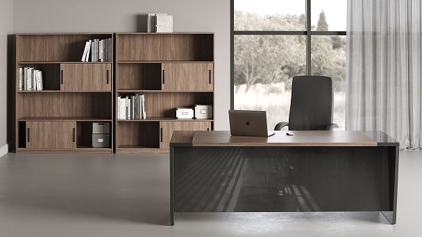 Стеллаж средний, глянец Asti 135x45x125 дуб черный - Вид 6