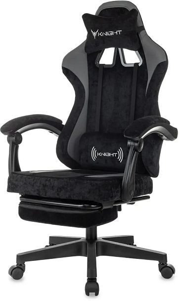 Кресло игровое Knight Custom/F черный/серый крестов. пластик подст.для ног - Вид 2
