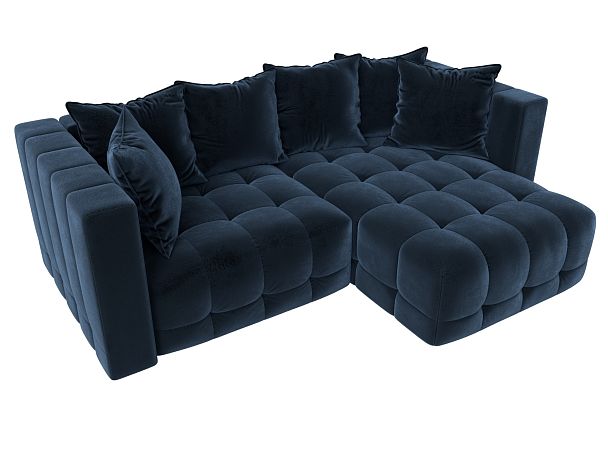 Диван угловой Лига-052 НПБ угол универсальный Велюр синий - Вид 6