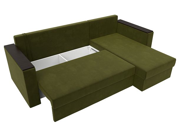 Угловой диван Атланта Лайт Б/С правый (полностью микровельвет зеленый) - Вид 8