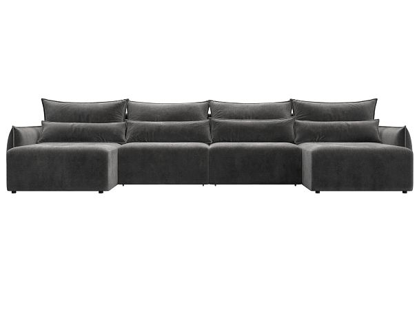 Диван П-образный Лига-051 НПБ Лонг Велюр серый - Вид 2