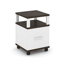 Concept Тумба мобильная 1 распаш. фасад с надставкой CN.TUM-008 W Дуб Мали/Белый Бриллиант/Металл Белый 420*420*615 - Фото предпросмотра