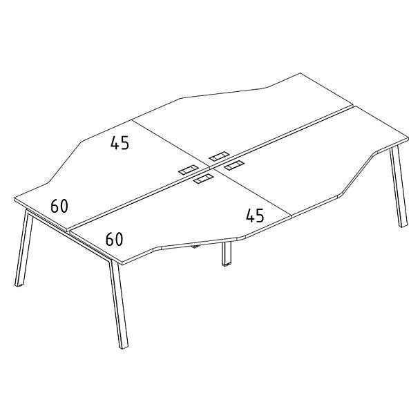 Станция рабочая 4х160 столы Техно на каркасе TRE A4 А4 Б3 188-2 БП серый / металлокаркас белый - Вид 3