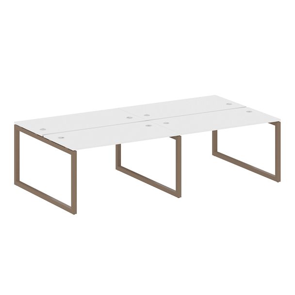 Metal System Quattro Р. ст. на 4 раб. места на О-образном м/к 50БО.СМ-4.3 Белый/Мокко металл 2800*1475*750 - Вид 1
