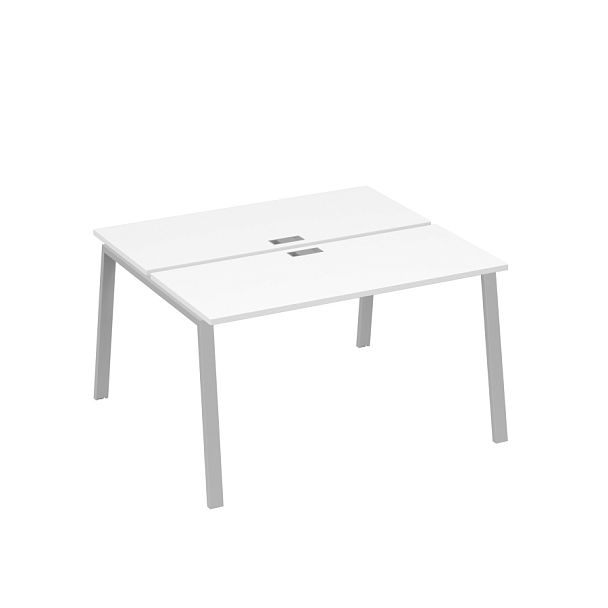 Станция 2х140 с опорами TRE офисная A4 А4 Б3 171  БП белый премиум / металлокаркас серый - Вид 1