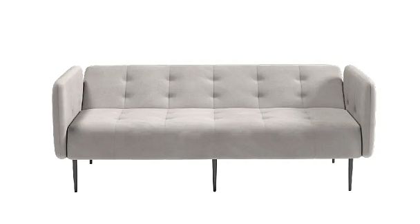 Monaco диван-кровать прямой с подлокотниками, трехместный, велюр серый Velutto 52 - Вид 3