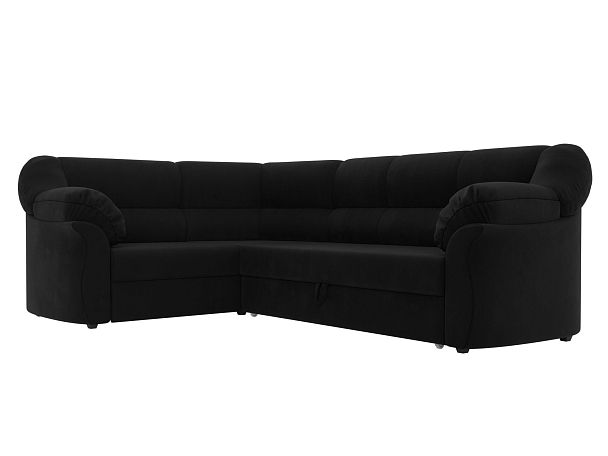 Диван угловой Карнелла левый (полностью микровельвет черный) - Вид 3