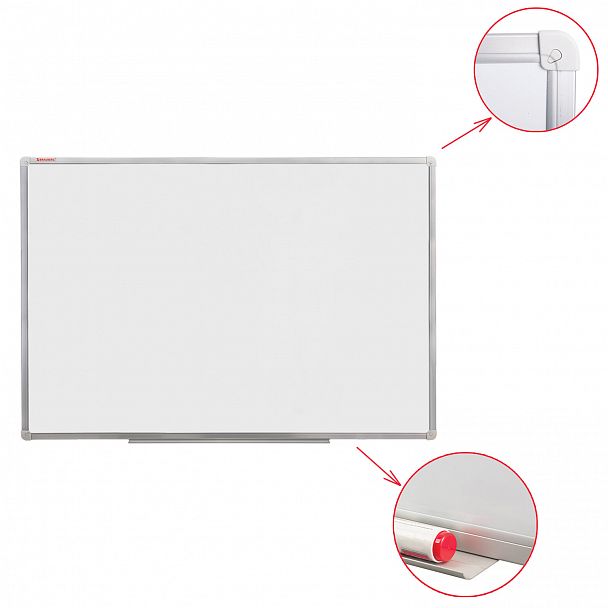 Доска магнитно-маркерная 90х120 см, алюминиевая рамка, ГАРАНТИЯ 10 ЛЕТ, РОССИЯ, BRAUBERG Стандарт, 235522 - Вид 5