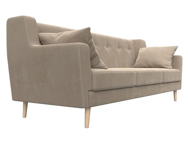 Прямой диван Брайтон 3 (полностью велюр бежевый) - Вид 3