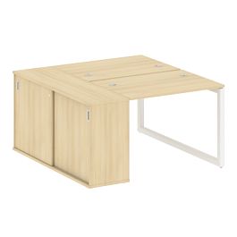 Metal System Quattro Р. ст. с шкафом-купе на О-образном м/к 50БО.РС-СШК-1.1 Т Акация/Белый металл 1410*1475*750 - Фото предпросмотра