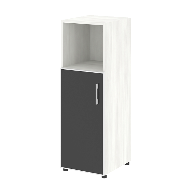 Yalta Шкаф узкий LT.SU-2.2 R (L) black Снежная патина/Стекло black 400*450*1195 - Вид 1