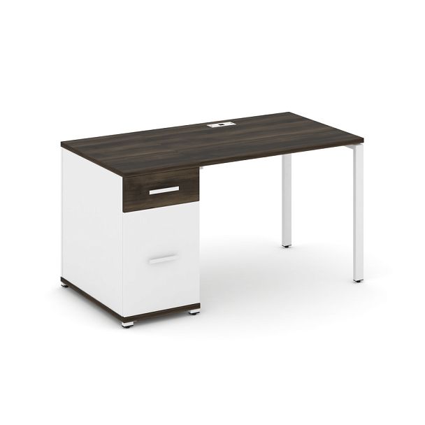 Concept Стол рабочий с 1 опорной тумбой CN.SP-405 W Дуб Мали/Белый Бриллиант/Металл Белый 1400*720*750 - Вид 1