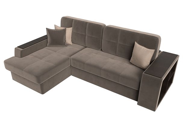 Угловой диван Брюссель левый (полностью велюр коричневый) - Вид 5