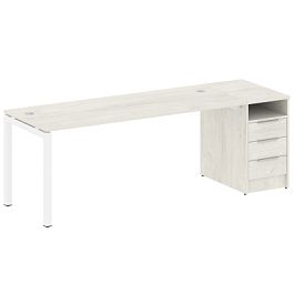 Metal System Quattro Р. ст. с тумбой на П-образном м/к 50БП.РС-СТП-1.5 Дуб наварра/Белый металл 2212*720*750 - Фото предпросмотра