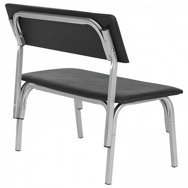 Банкетка со спинкой "Астрид", 1200х470х796 мм, серый каркас, кожзам черный - Вид 4