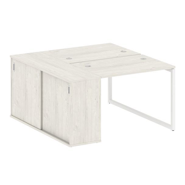 Metal System Quattro Р. ст. с шкафом-купе на О-образном м/к 40БО.РС-СШК-1.1 Т Дуб наварра/Белый металл 1410*1475*750 - Вид 1