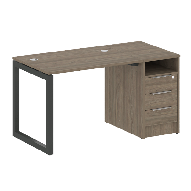 Metal System Quattro Р. ст. с тумбой на О-образном м/к 50БО.РС-СТП-1.1 Вяз/Антрацит металл 1412*720*750 - Вид 1