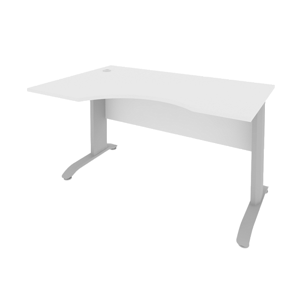 Riva Metal-L Стол криволинейный левый ПЛ.СА-2 (L) Белый/Тёмно-серый металл 1400*900*750 - Вид 1