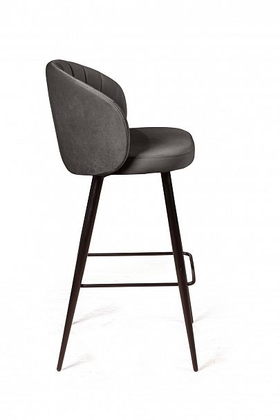 Стул барный Mont Blanc, бархат антрацит 14 / черный конус - Вид 3