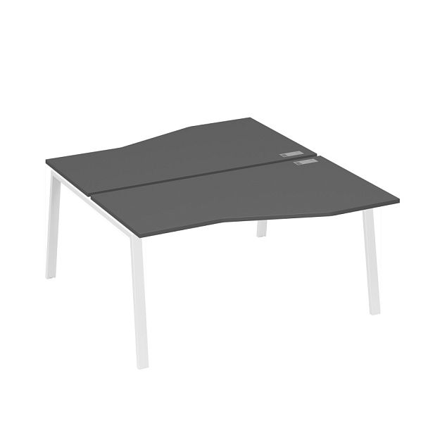 Рабочая станция (2х160) столы Техно на опорах TRE A4 А4 Б3 191  БП антрацит премиум / металлокаркас белый - Вид 1