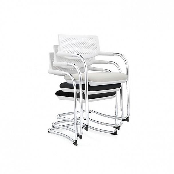 Кресло Самба black CF / хром / черный пластик / черная ткань, стопируемый - Вид 4