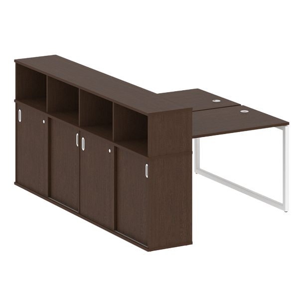 Metal System Quattro Р. ст. с шкафом-купе на О-образном м/к 40БО.РС-СШК-4.2 Т Венге/Белый металл 1610*2332*1098 - Вид 1