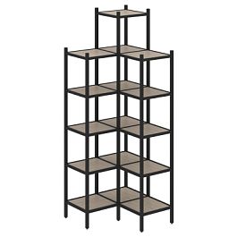 Loft Угловой внутренний стеллаж наборный VR.L-46 Дуб аттик/Чёрный металл 862*862*2280 - Фото предпросмотра