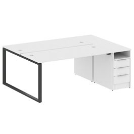 Metal System Р. ст. с тумбой на О-образном м/к БО.РС-СТП-2.4 Белый/Антрацит металл 2012*1475*750 - Фото предпросмотра