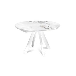 Стол круглый раскладной Orion (120+30+30), керамика глянцевая Calacatta - Фото предпросмотра