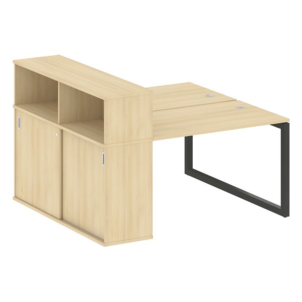 Metal System Quattro Р. ст. с шкафом-купе на О-образном м/к 50БО.РС-СШК-2.2 Т Акация/Антрацит металл 1610*1475*1098 - Вид 1