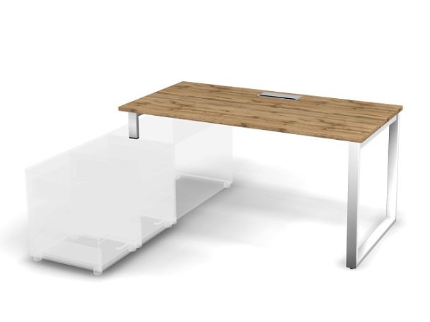 MATRIX 121B105-O Стол прямой с опорой на тумбу, пров-ик Merida (O-опоры) 1580х780х775 Дуб Крафт/Белы - Вид 1