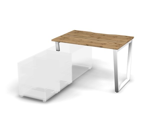 MATRIX 121B100-V Стол прямой с опорой на тумбу, пров. вырез. (V-опоры) 1180х780х775 Дуб Крафт/Белый - Вид 1