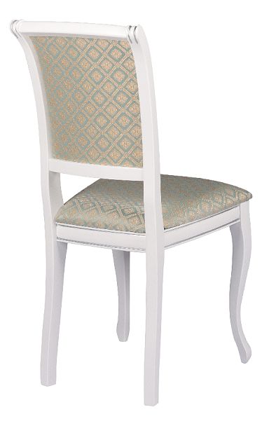 Обеденная группа стол Элат D90(130)х90х76 Белый с серебряной патиной и 4 стула Арктос Белый с серебряной патиной/Бирюзовый жаккард - Вид 9